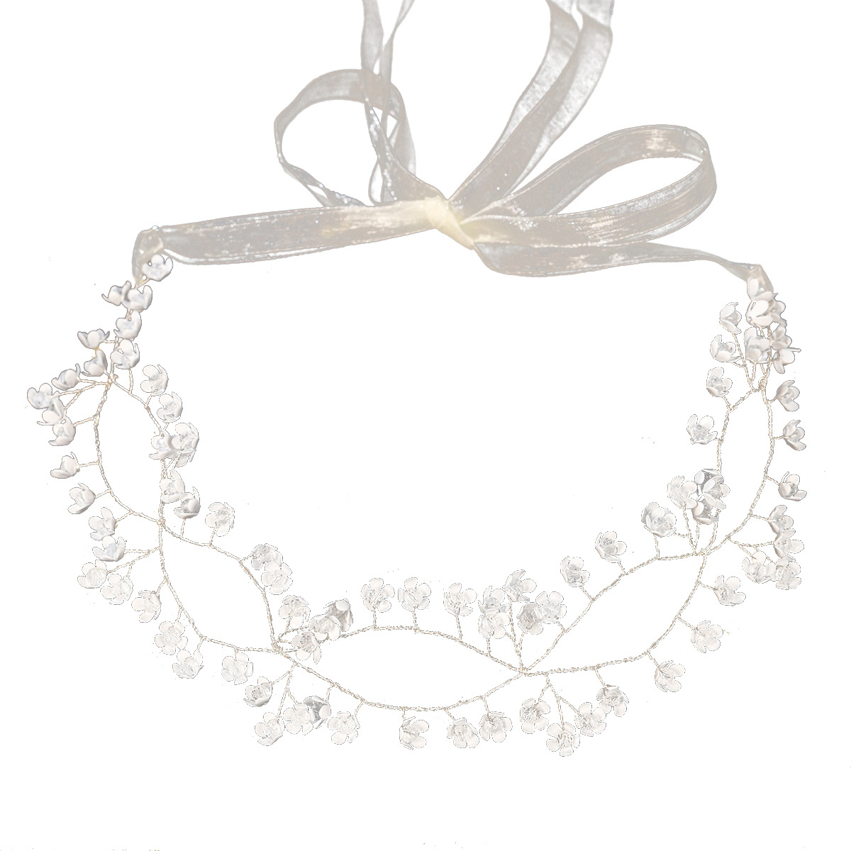 European and American bride headwear, metal flower headband, makeup styling, photo hair accessory, wedding dress, updo, double-layer handcrafted headband Item Picture