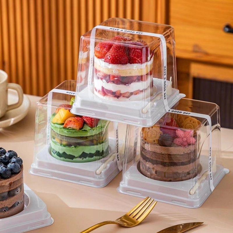 2-inch cake box, small pastry packaging box, mousse cut pieces, puppy cake roll, dessert transparent 2-inch packing box full figure