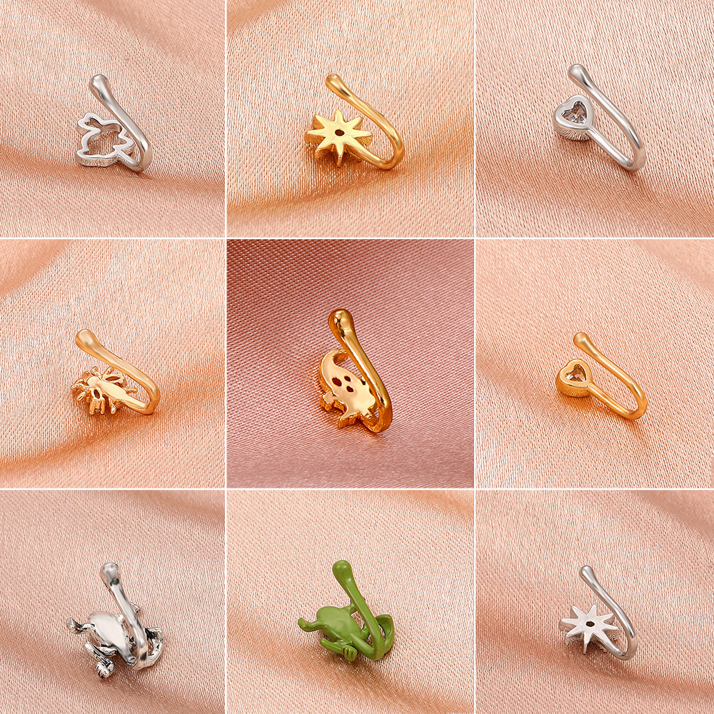 European and American Amazon non-piercing nose clip, African retro copper-inlaid zircon U-shaped nose stud adjustable piercing accessory Specification drawing
