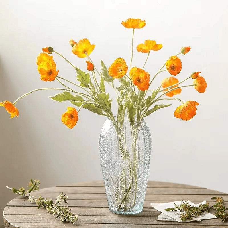 Nordic glacier patterned glass Ins-style vase, living room decoration, fresh dried flower arrangement, hydroponic transparent flower vase Application Scenario