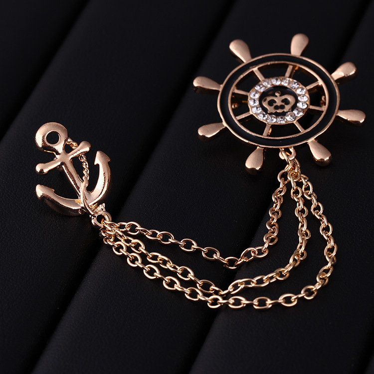 Z97 Korean version brooch, versatile chain, rudder, collar pin, creative collar clip, collar flower suit accessory wholesale details Picture