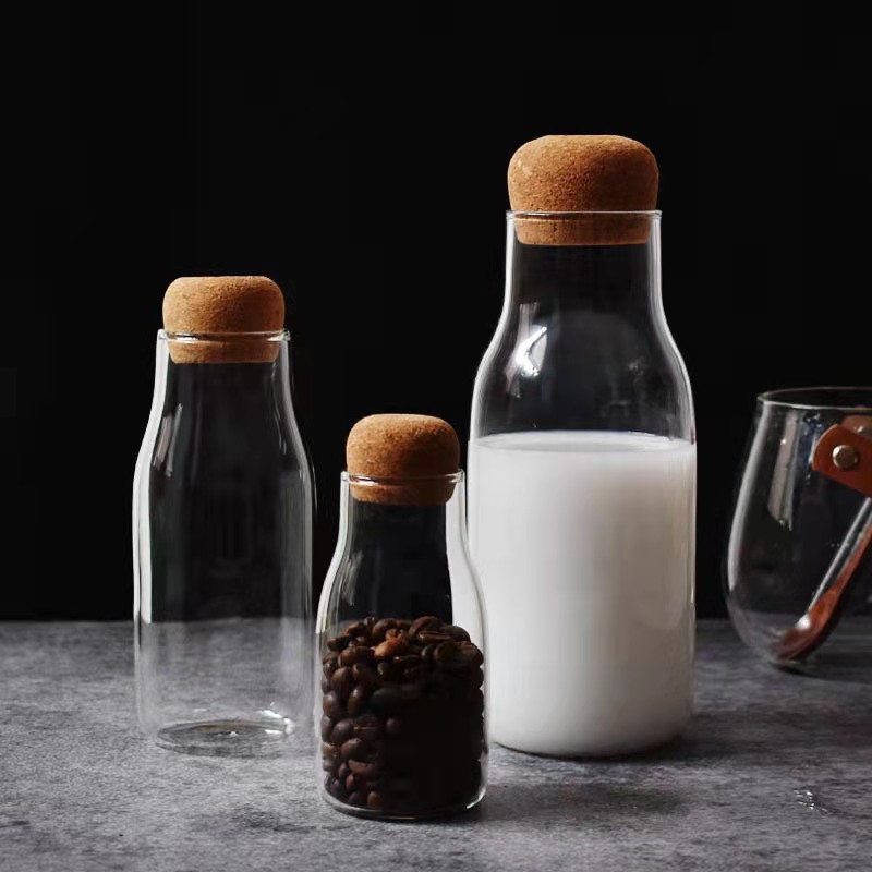Household cork glass bottle storage jars, coffee bean storage jars, tea cans, sealed jars, glass jars Specification drawing