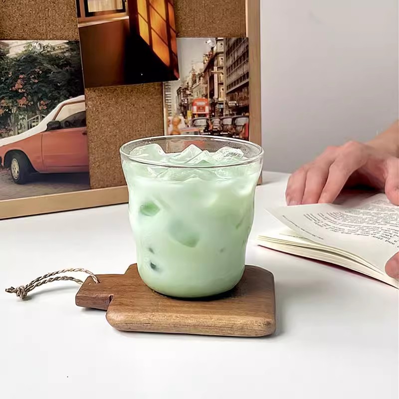 High borosilicate high-temperature resistant transparent cloud glass water cup, coffee glacier glass cup, American latte beverage glass cup Specification drawing