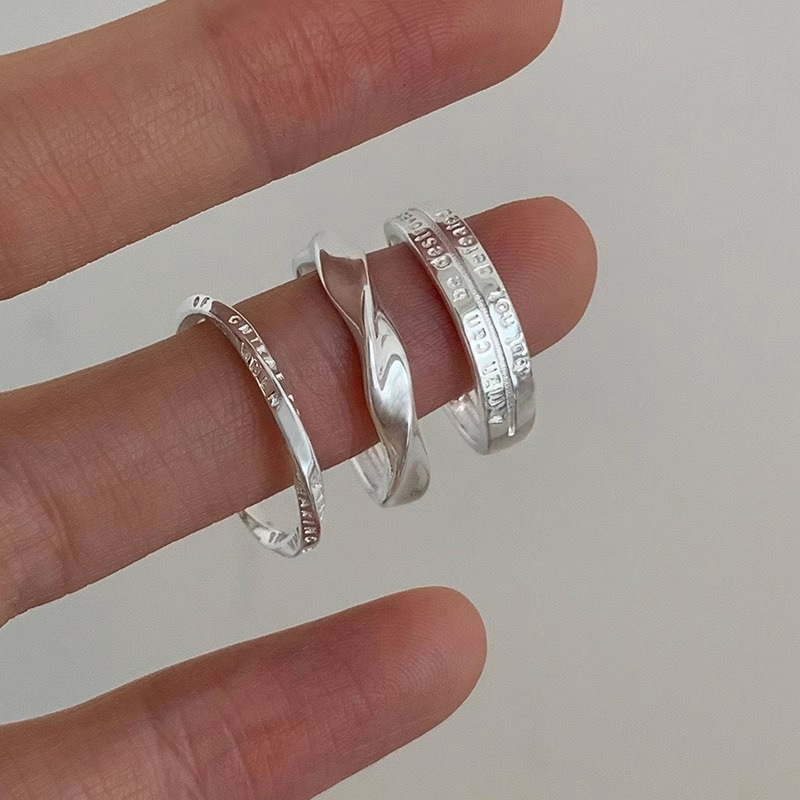 Korean Mobius geometric ring for women, S925 sterling silver, fashionable layered open index finger ring, a niche and high-end ring full figure