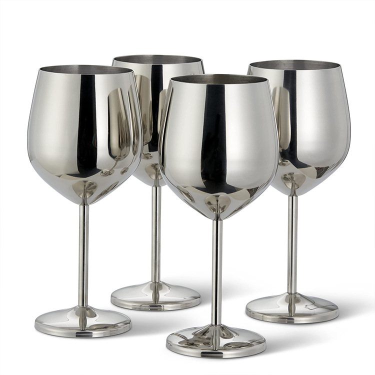 Stainless steel wine glass, bar creative tall glass, 304 metal cocktail champagne glass, cross-border durable wine glass Item Picture