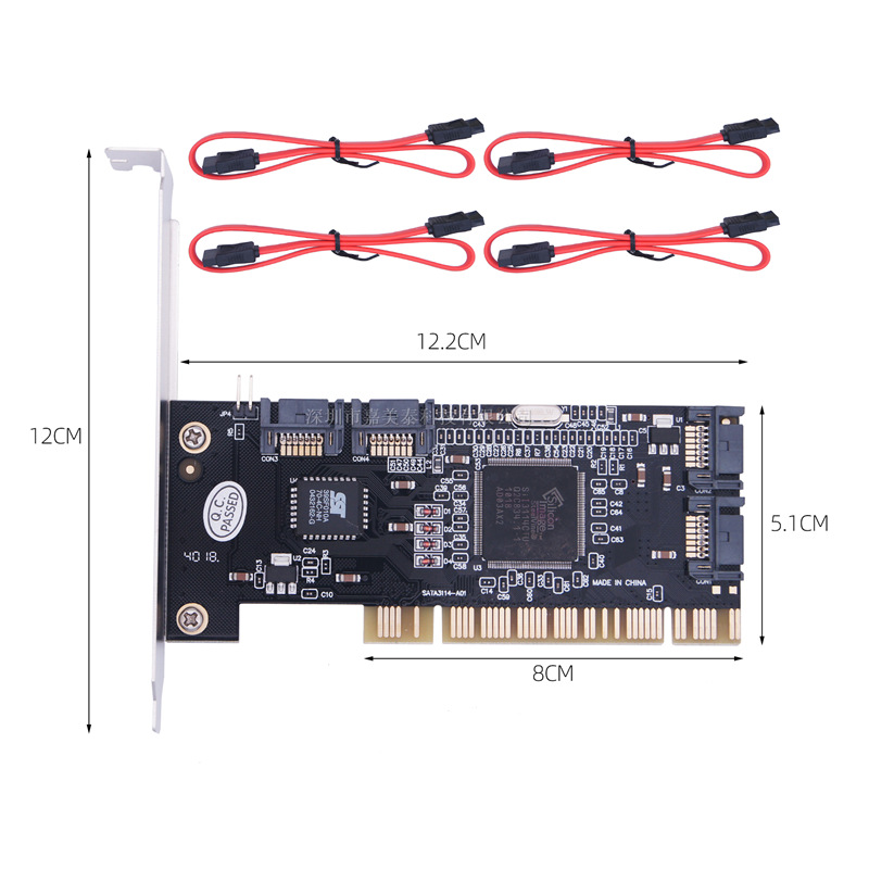 Desktop PCI to SATA array card, 4-port 3114 expansion card, disk array card without floppy drive, supporting 12T Item Picture