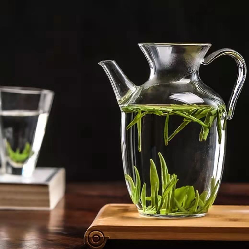 Vase glass tea set, small green tea, small Song teapot with strainer, can be heated, tea tray for tea distribution, simple teapot for brewing details Picture