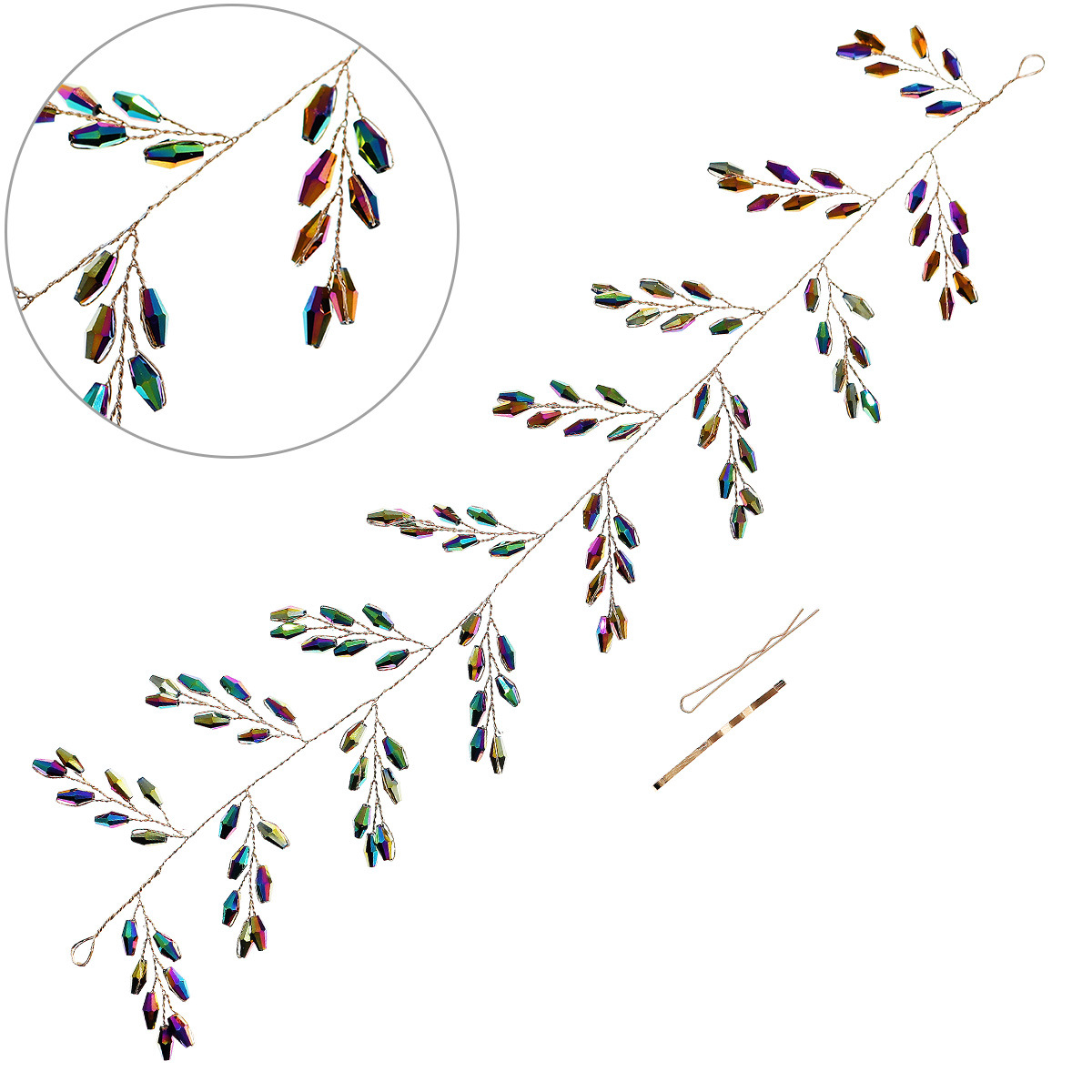 The bride's headwear is a pure handcrafted crystal braided hair tie with a European and American style. It is suitable for birthday party wedding dress accessories Item Picture