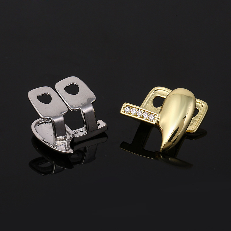 A new type of cross-border hip-hop accessory for men, featuring single sharp teeth zircon braces with horizontal bars and personalized dentures, is selling well in Europe and America Specification drawing