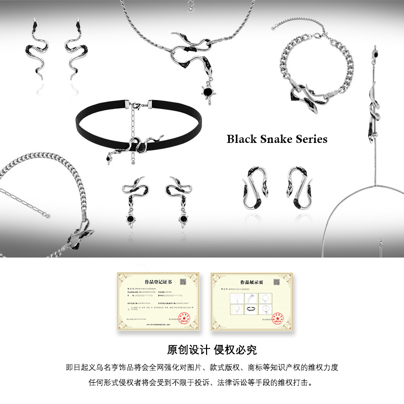 Original spirit snake necklace, women's high-end, light luxury, retro hip-hop, hot girl, Gothic, neutral necklace, black leather collar Application Scenario