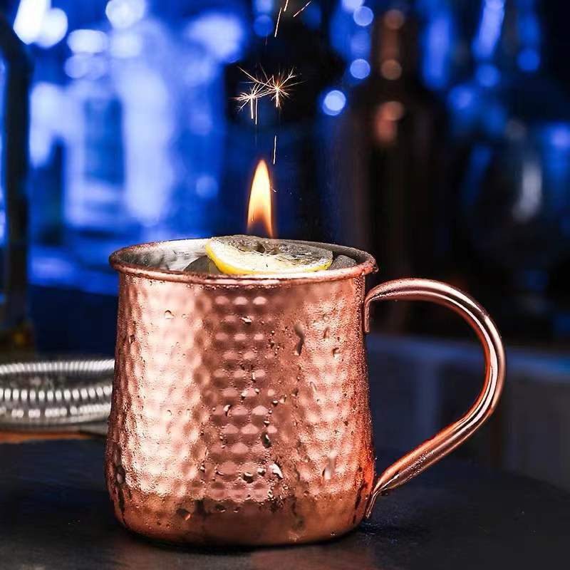 304 stainless steel mule cup, hammered cocktail cup, bar Moscow copper-plated waist-shaped cup, creative mug Application Scenario