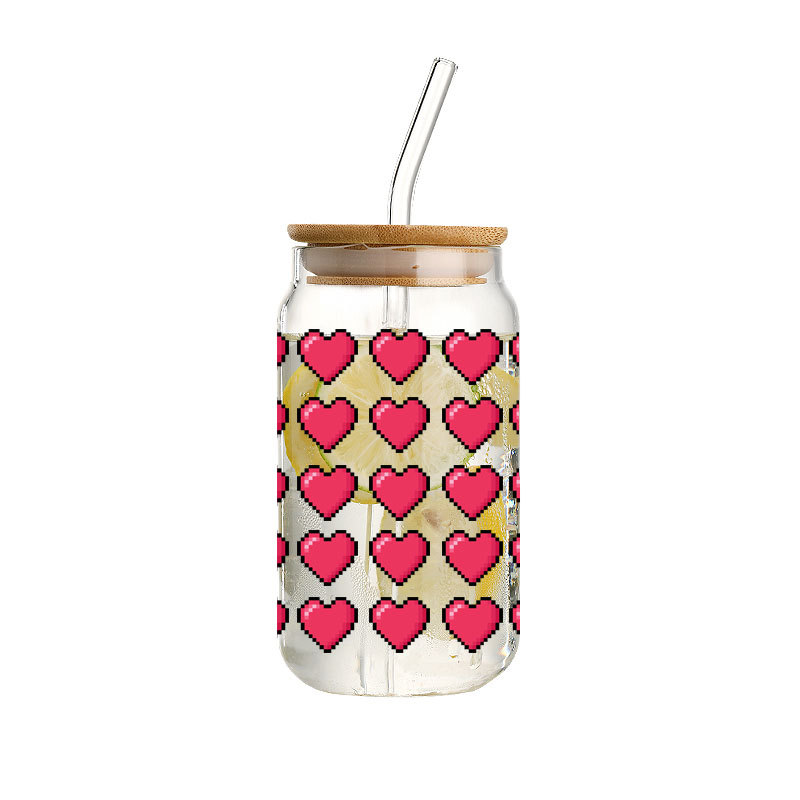 Single-layer cola glass cup, Christmas Halloween logo printed pattern, high-temperature resistant tea cup, advertising cup, gift water cup Specification drawing