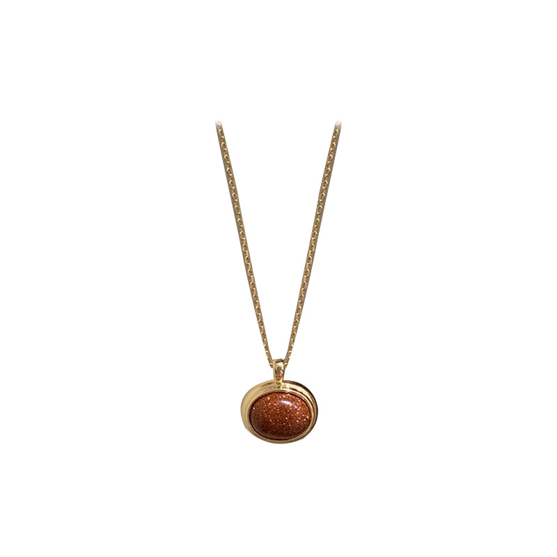 A unique and retro tiger's eye stone beaded layered necklace for women's Maillard, a fashionable and versatile necklace sweater chain Item Picture
