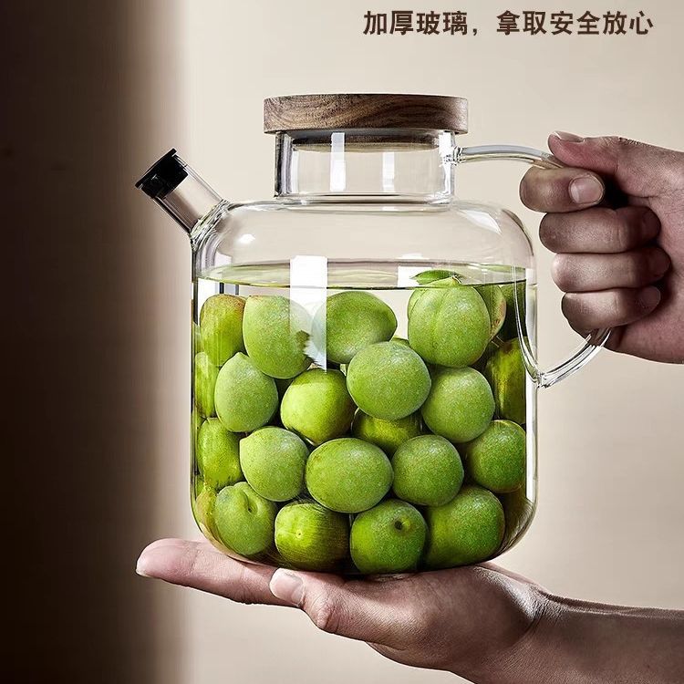 Japanese-style cold water kettle glass set, high-temperature resistant teapot, cold water kettle, household refrigerator kettle, large-capacity summer water kettle Specification drawing