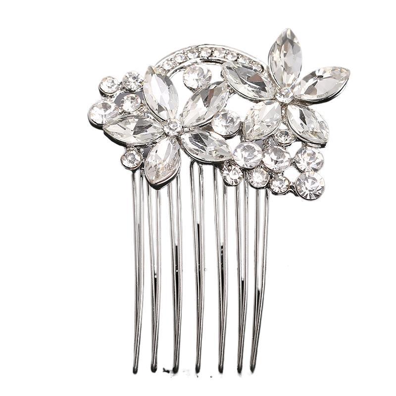 Cross-border new wedding accessories: alloy water diamond insert comb, elegant and retro wedding updo headwear, European and American bride's hair comb Item Picture