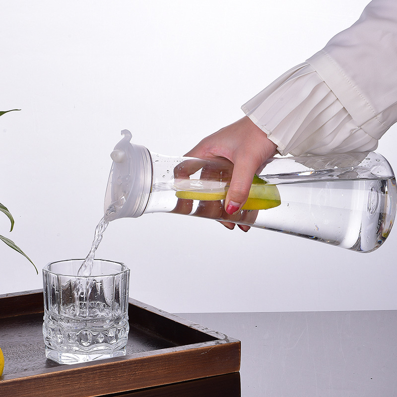 PC acrylic water bottle, cold water kettle, beverage and juice kettle, plastic bar striped kettle, high-temperature resistant and shock-resistant cold water kettle cup details Picture