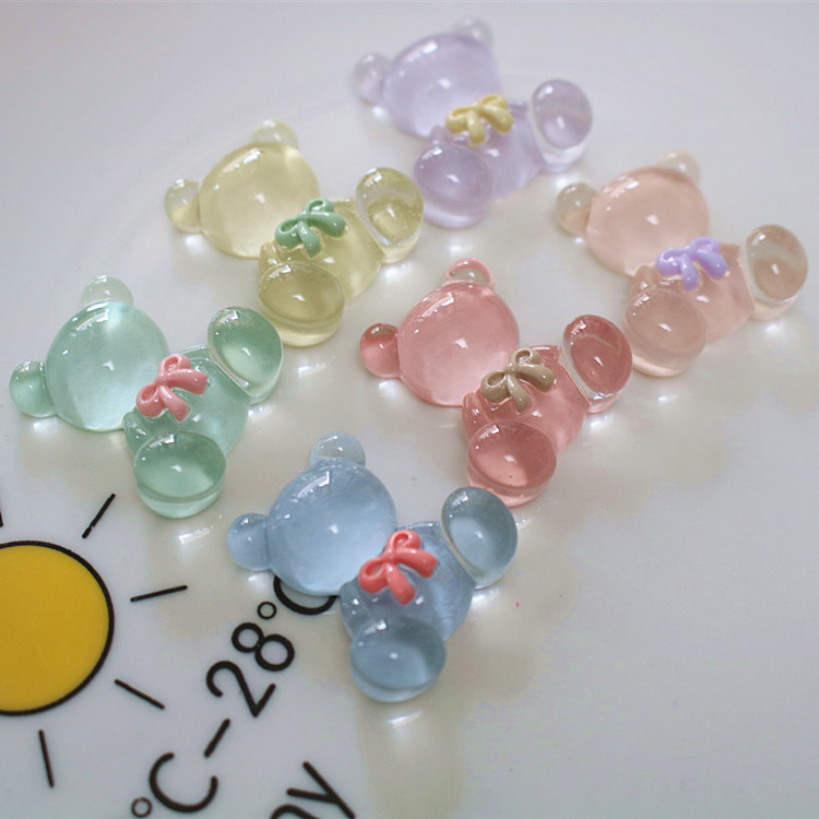 Transparent bear resin accessories, diy jewelry accessories, handcrafted hair clips, crocs materials, cream glue accessories mixed styles Specification drawing