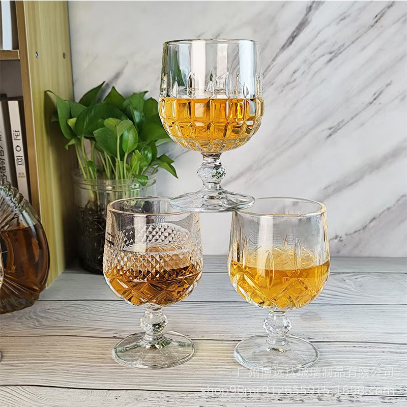 New crystal glass wine glasses, European low-stem glasses, foreign wine glasses, red wine glasses, bar household grape brandy wine glasses details Picture