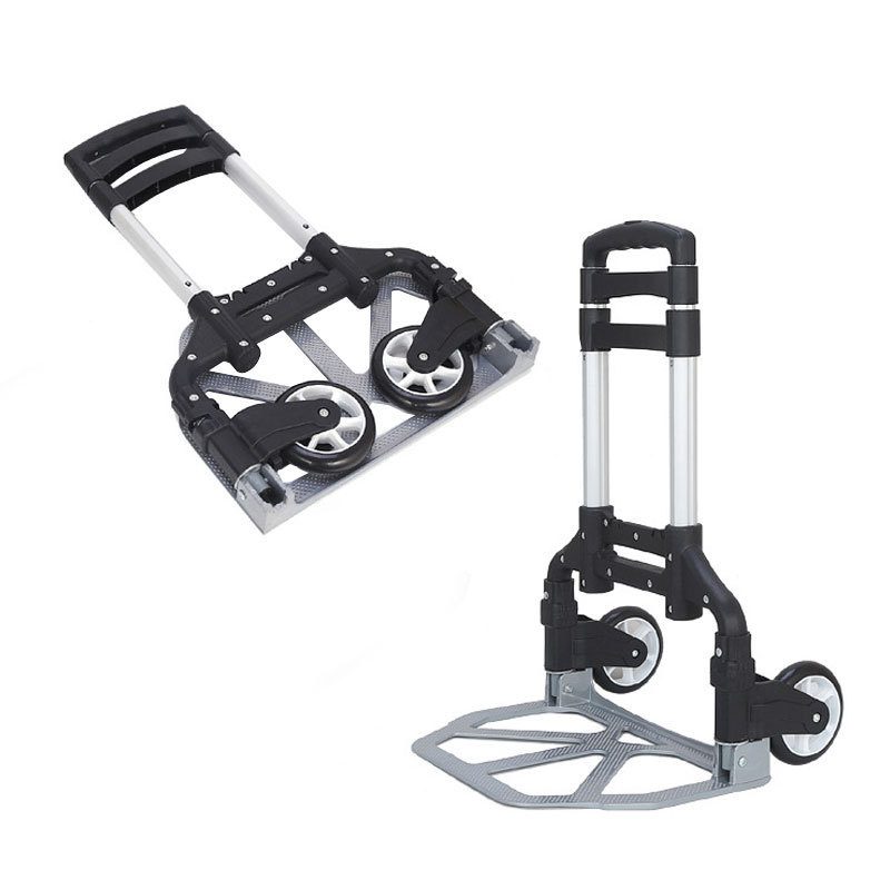 Factory direct sales of aluminum alloy trolley, foldable small cart, multi-functional cargo luggage cart, household telescopic cart full figure