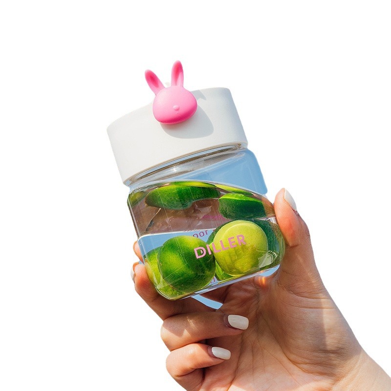 Simple glass straw cup, opening gift cup, portable and heat-resistant water cup, simple water cup with scale Item Picture