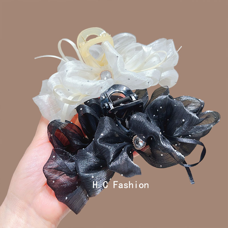 New high-end starry sky hot diamond bow cloud bubble grappling clip for women, back of the head hair clip, elegant hairpin full figure