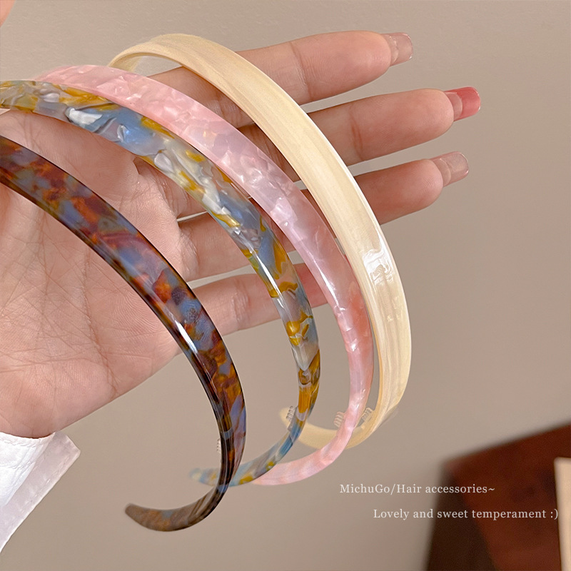 Fine acetic acid hair band, high top of the head for face washing, acetic acid hair hole, high-end pressure-sensitive hair, light luxury headband, 2025 new style hair clip Specification drawing