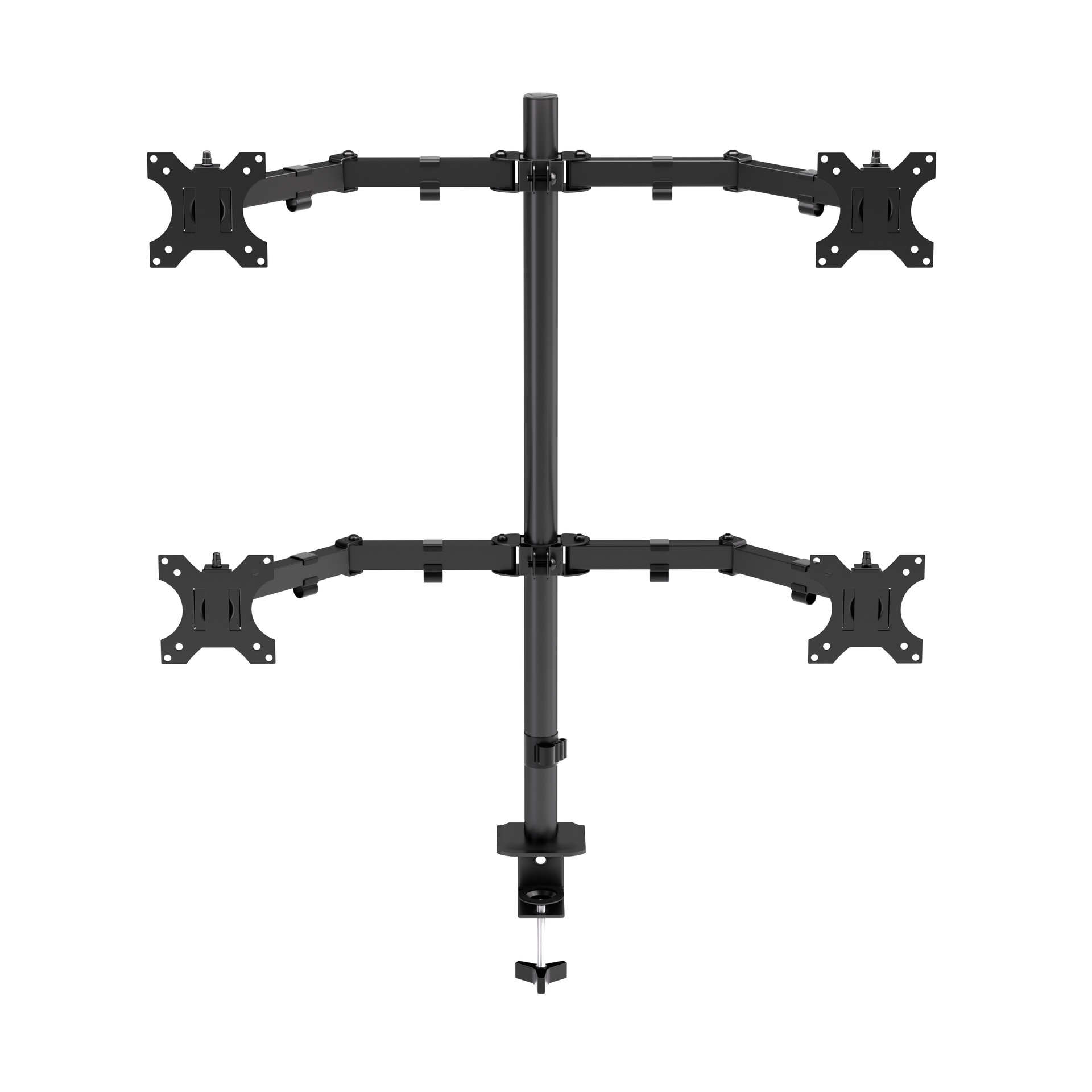 The monitor stand can be rotated without drilling holes. The computer screen can be raised and lowered. The support arm of the computer stand is 15-32 inches Item Picture