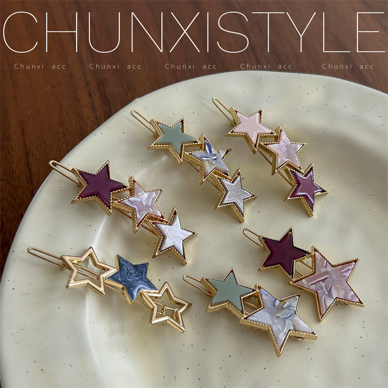 The five-pointed star bangs, the fringe clips, the hair clips, the back of the head, the frog clip, the one-line top clip, and the headwear Specification drawing