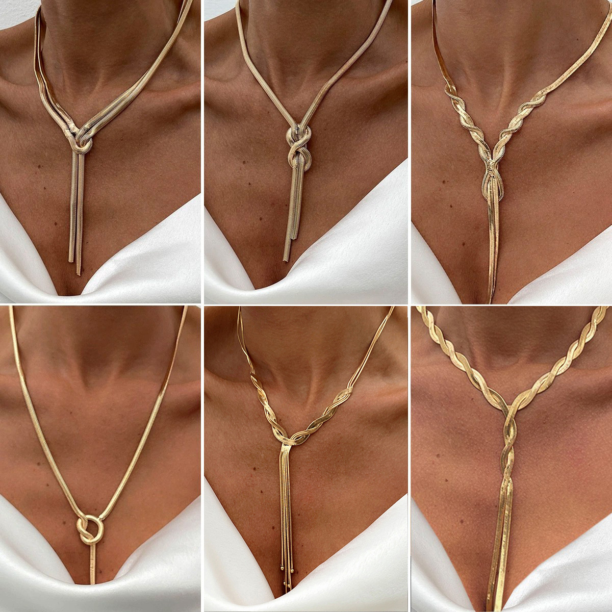 European and American cross-border jewelry, cold style Y-shaped metal snake bone necklace, simple and individual lines necklace long style full figure