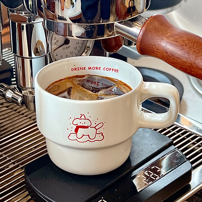 Bolimei Ins-style cute puppy ceramic cups, mugs, breakfast milk cups, couple coffee cups, gift water cups full figure