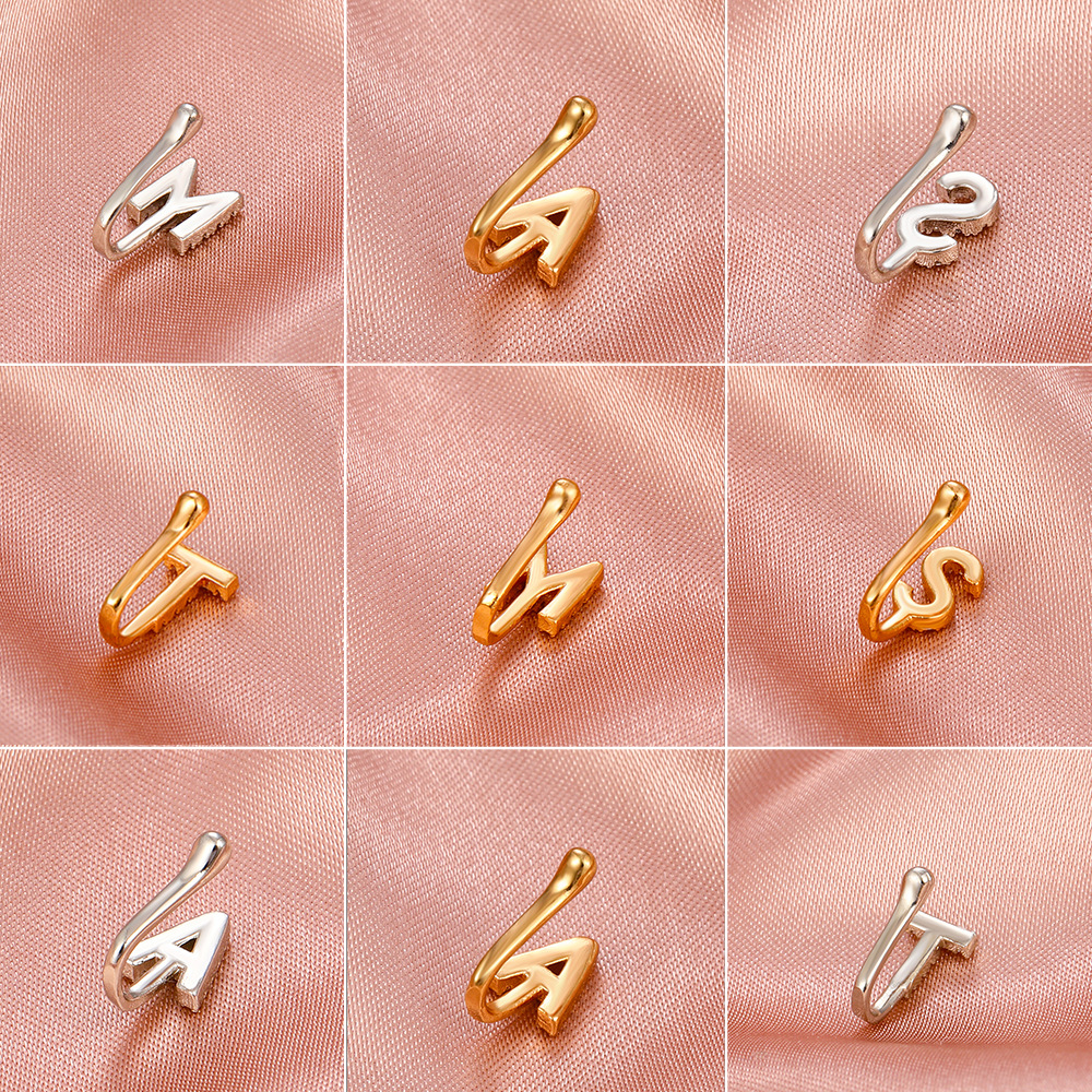Aliexpress non-perforated nose stud, cross-border copper inlaid zircon 26-letter U-shaped nose clip and nose ring piercing decoration from Europe and America Specification drawing