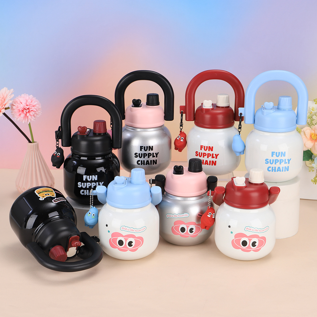 Wholesale of high-appearation-level 316 stainless steel double-drinking insulated cups, portable hand-held cups with tea storage bins and large-bellied cups full figure