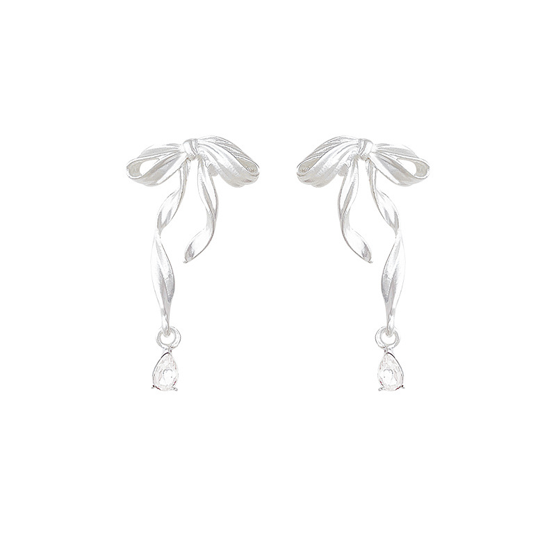 French retro ribbon stud earrings, sweet and elegant bow earrings, high-end design sense, versatile and elegant earrings Item Picture