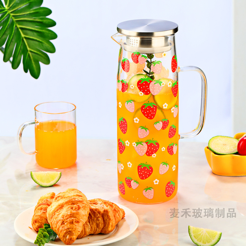Creative high borosilicate transparent glass household large-capacity cold water cup thickened high-temperature resistant restaurant brewing teapot Specification drawing