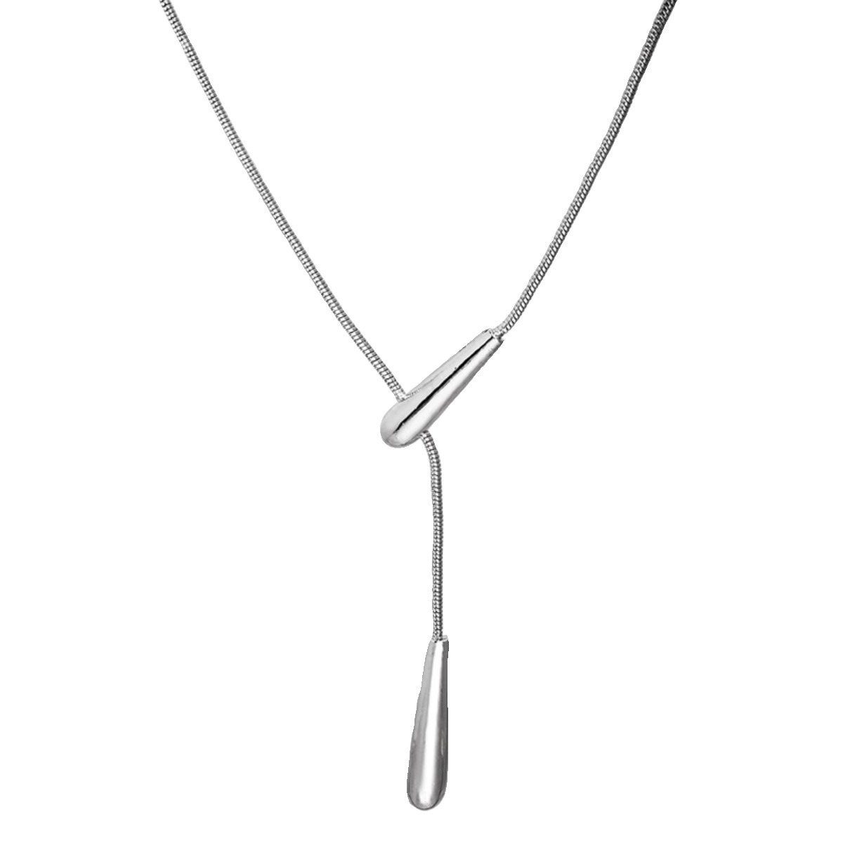 Minimalist and cold style water drop necklace for women's autumn and winter 2024 new long sweater chain with a niche design sense collarbone chain Item Picture