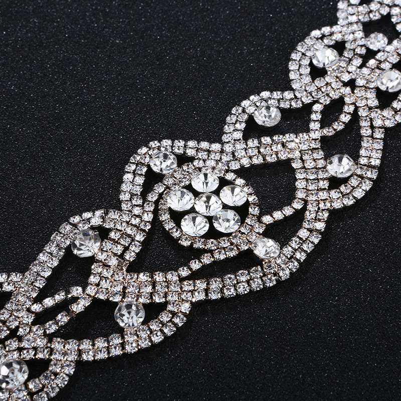 European and American luxury bride accessories, rhinestone hair bands, high-end wedding headwear, diamond-encrusted hair bands, wedding hair accessories wholesale Specification drawing