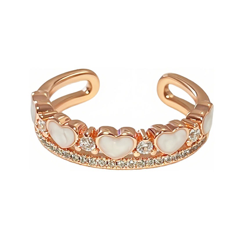 European and American cross-border personalized double-layer heart adjustable ring for women, exquisite, niche, light luxury, trendy and cool heart-shaped couple rings Item Picture