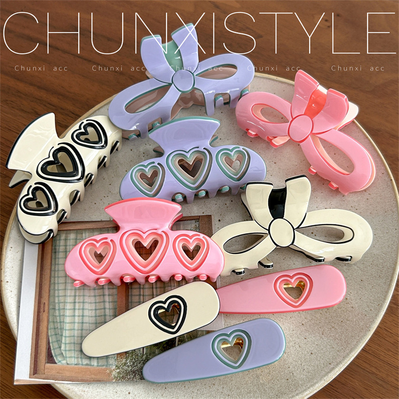 jennie's same style Barbie bow gripper, 2024 new semi-tied hair clip, a high-end shark clip at the back of the female head full figure