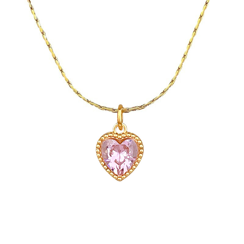 【 All-titanium Steel 】 Heart-shaped stainless steel minimalist furnace inner real gold necklace, female Instagram influencer collarbone chain accessory Item Picture