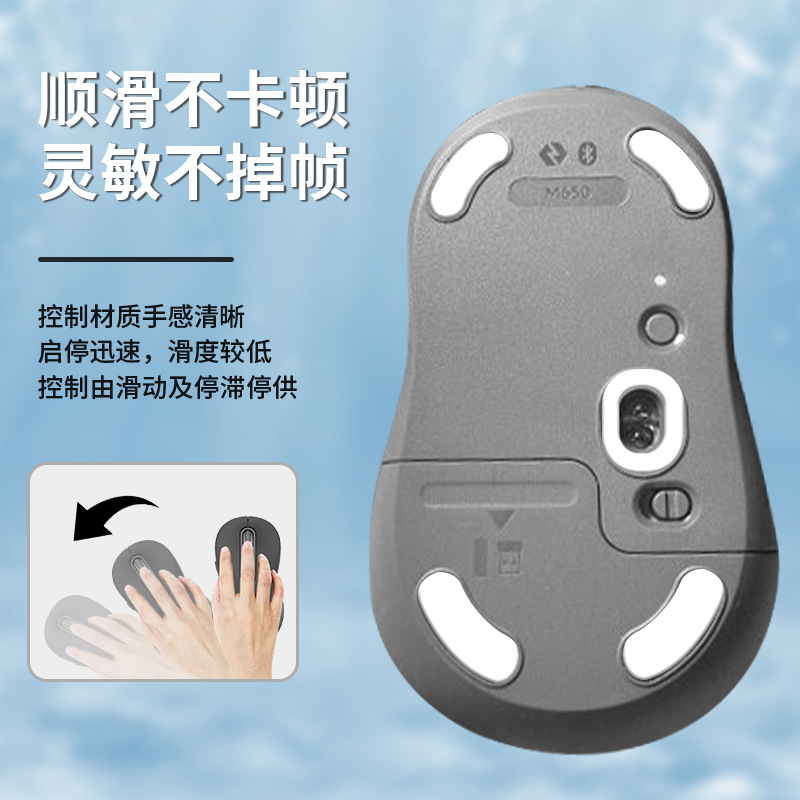 Suitable for Logitech M650, M750, M590, m585 mouse foot pads ICE Edition ICE Arc Edge Gaming smooth foot film Specification drawing