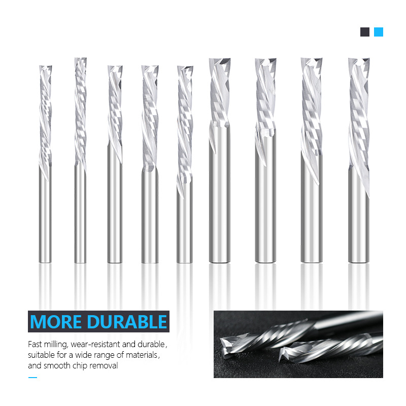 Wholesale of new cross-border double-edge composite large-slot milling cutters, double-slot helical milling cutters for down-cutting, and woodworking engraving milling cutters Specification drawing