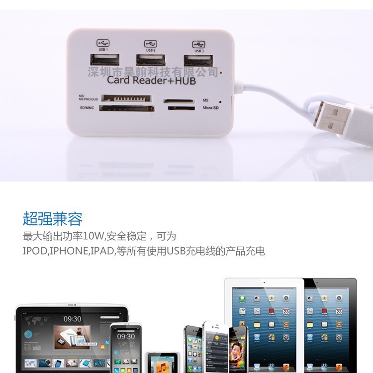 Mobile phone memory card multi-functional 3.0 card reader, usb3.0 one-to-three high-speed usb hub hub splitter Item Picture