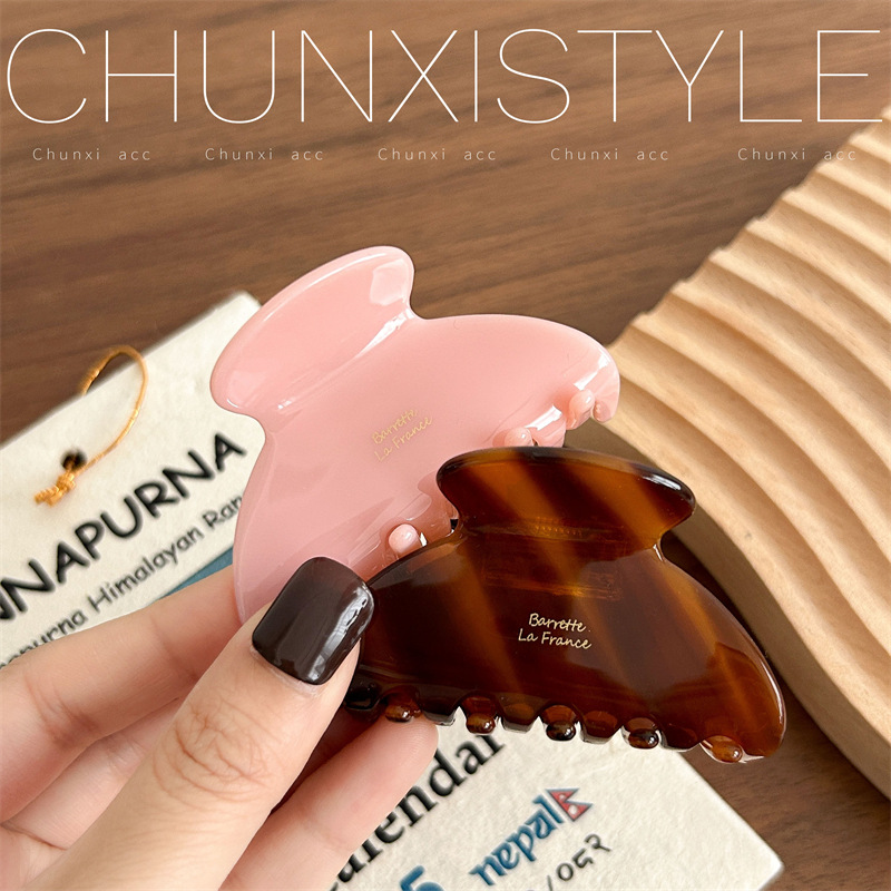Korean elegant acetate medium-sized claw clip women's simple half-claw back head updo hair clip High-end shark clip headwear Application Scenario