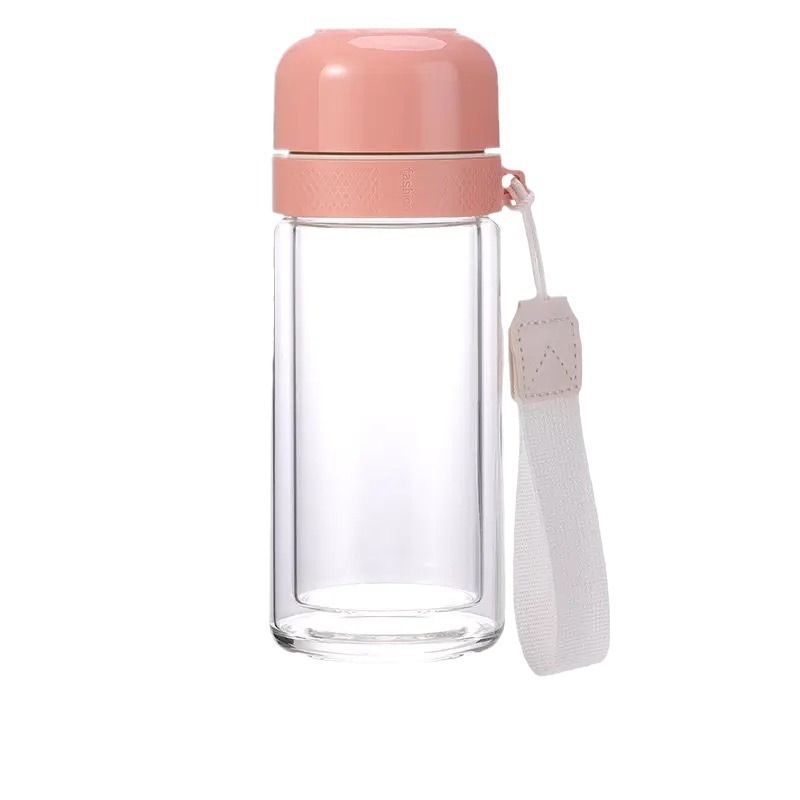 One-click lid opening glass water cup, tea-water separation cup, quick-opening cup, portable car water cup, double-layer tea brewing cup, water cup Item Picture