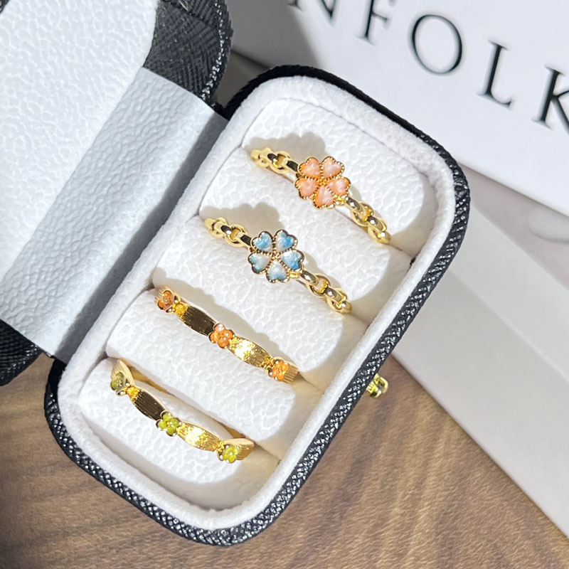 Fashionable court-style peach blossom open ring, sweet and cool for women, simple brushed flowers, light luxury and high-end feel, best friend ring trend full figure