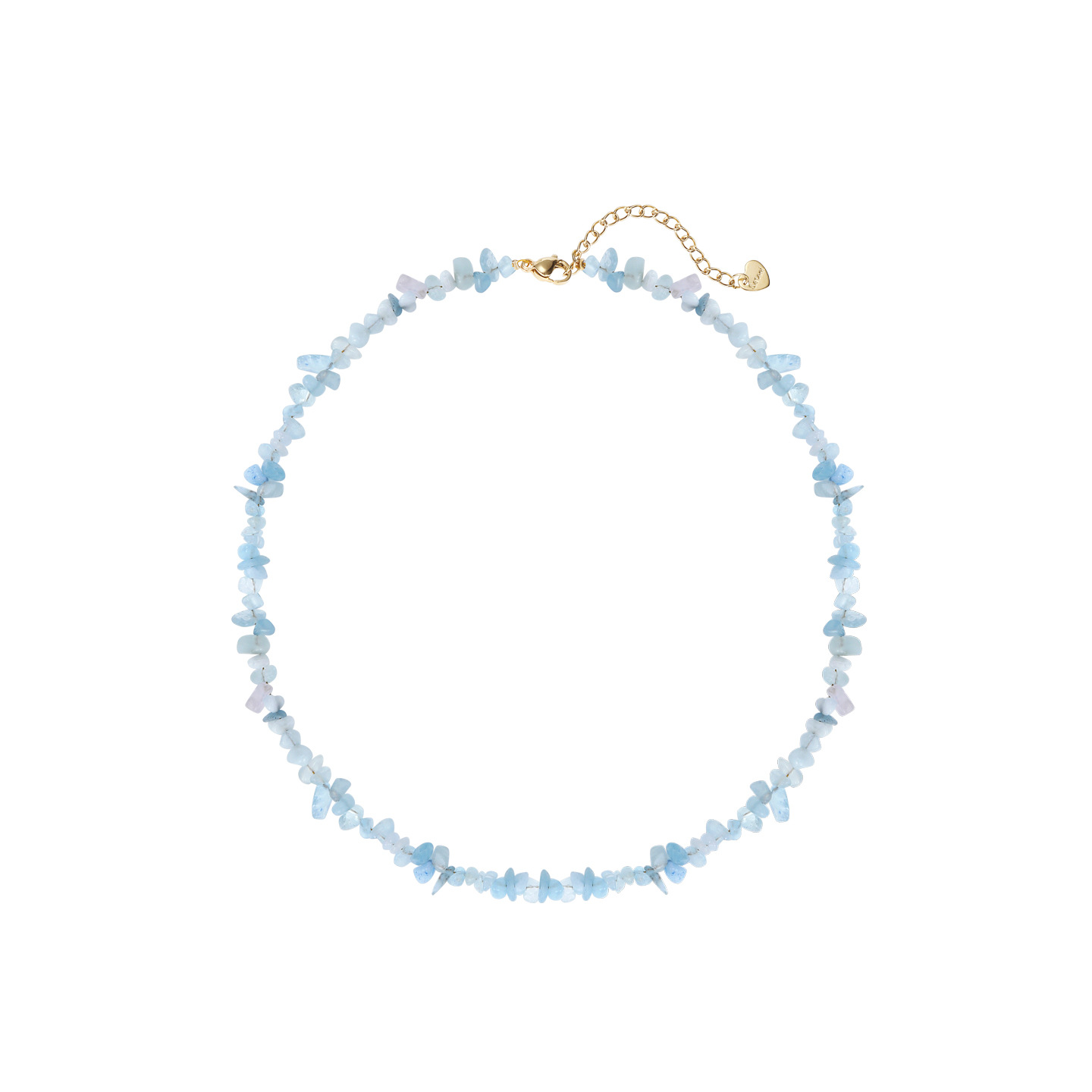 Irregular aquamarine stone necklace accessory for women's summer light luxury niche collarbone chain retro high-end look Item Picture