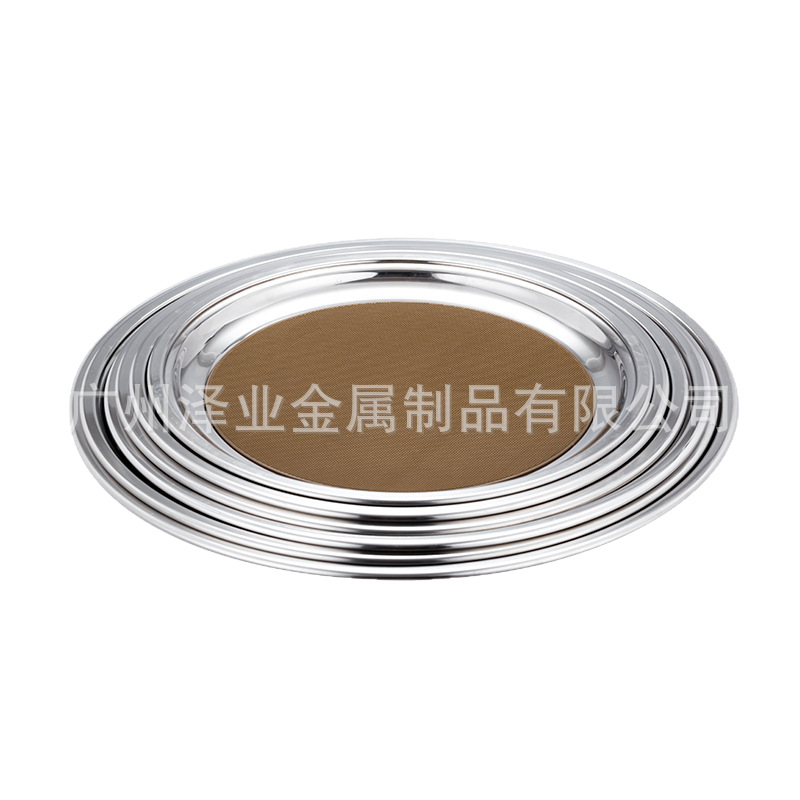 Thickened stainless steel trays, restaurant service plates, fruit plates, tea plates, with heat insulation pads and anti-slip pads Item Picture