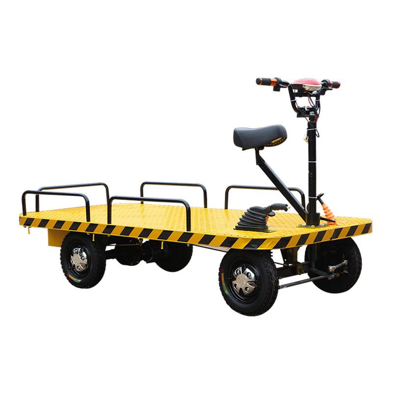 Electric flatbed cart, four-wheel handcart, inverted donkey, 1-ton, 2-ton, 3-ton cargo transport vehicle, small stall dedicated trolley Item Picture