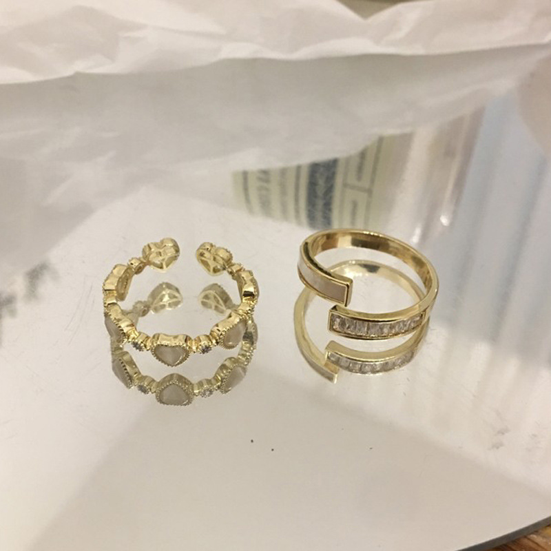ins Niche design sense heart-shaped cat's eye stone open ring for women, Korean unique, simple, fashionable and versatile food ring full figure