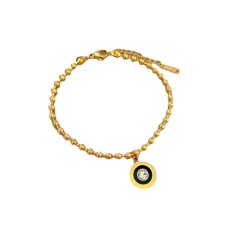 【 All-titanium Steel 】 Elegant circular Roman zircon lucky minimalist chain bracelet, a female Internet celebrity's retro best friend Item Picture